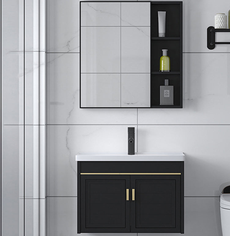 Ceramic Sink Vanity Glam Wall-Mounted Bathroom Vanity for Bathroom Vanity & Faucet & Mirror Cabinet 24"L x 16.1"W x 18.1"H Towel Holder Not Included Clearhalo 'Bathroom Remodel & Bathroom Fixtures' 'Bathroom Vanities' 'bathroom_vanities' 'Home Improvement' 'home_improvement' 'home_improvement_bathroom_vanities' 6225592