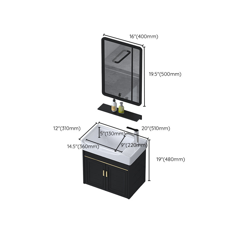 Ceramic Sink Vanity Glam Wall-Mounted Bathroom Vanity for Bathroom Clearhalo 'Bathroom Remodel & Bathroom Fixtures' 'Bathroom Vanities' 'bathroom_vanities' 'Home Improvement' 'home_improvement' 'home_improvement_bathroom_vanities' 6225604