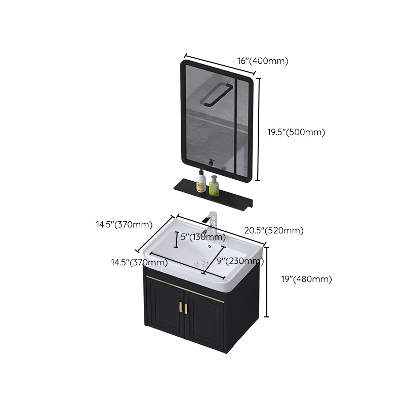 Ceramic Sink Vanity Glam Wall-Mounted Bathroom Vanity for Bathroom Clearhalo 'Bathroom Remodel & Bathroom Fixtures' 'Bathroom Vanities' 'bathroom_vanities' 'Home Improvement' 'home_improvement' 'home_improvement_bathroom_vanities' 6225605