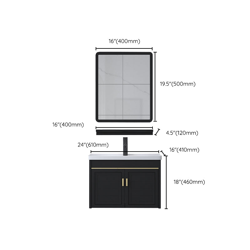 Ceramic Sink Vanity Glam Wall-Mounted Bathroom Vanity for Bathroom Clearhalo 'Bathroom Remodel & Bathroom Fixtures' 'Bathroom Vanities' 'bathroom_vanities' 'Home Improvement' 'home_improvement' 'home_improvement_bathroom_vanities' 6225606