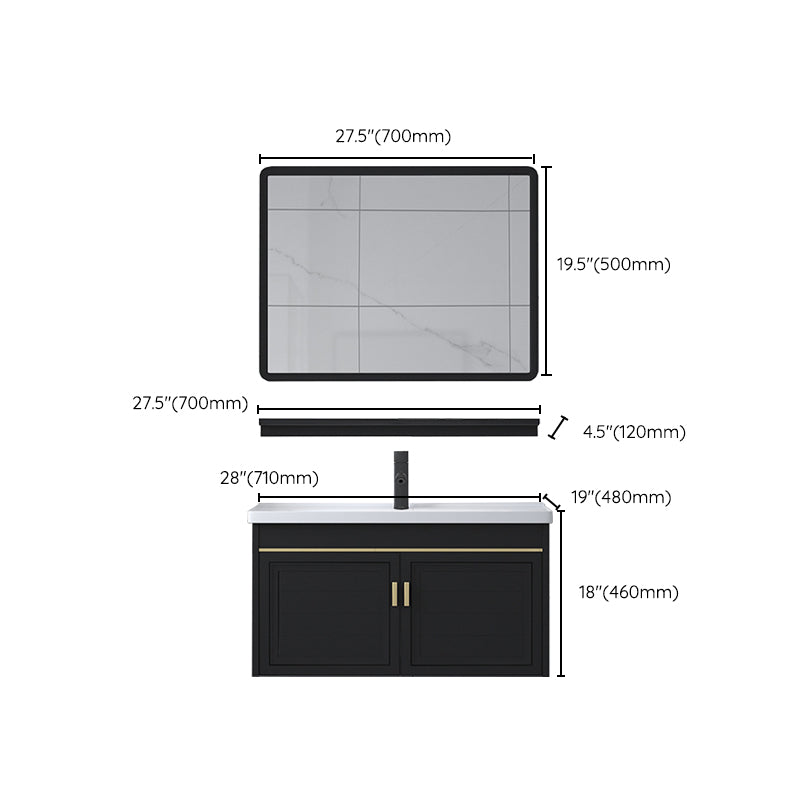 Ceramic Sink Vanity Glam Wall-Mounted Bathroom Vanity for Bathroom Clearhalo 'Bathroom Remodel & Bathroom Fixtures' 'Bathroom Vanities' 'bathroom_vanities' 'Home Improvement' 'home_improvement' 'home_improvement_bathroom_vanities' 6225607