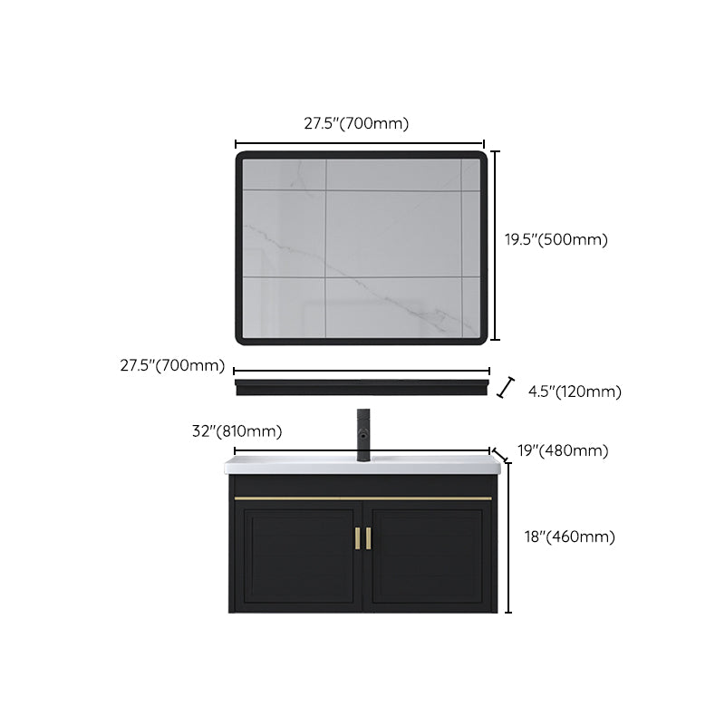 Ceramic Sink Vanity Glam Wall-Mounted Bathroom Vanity for Bathroom Clearhalo 'Bathroom Remodel & Bathroom Fixtures' 'Bathroom Vanities' 'bathroom_vanities' 'Home Improvement' 'home_improvement' 'home_improvement_bathroom_vanities' 6225608