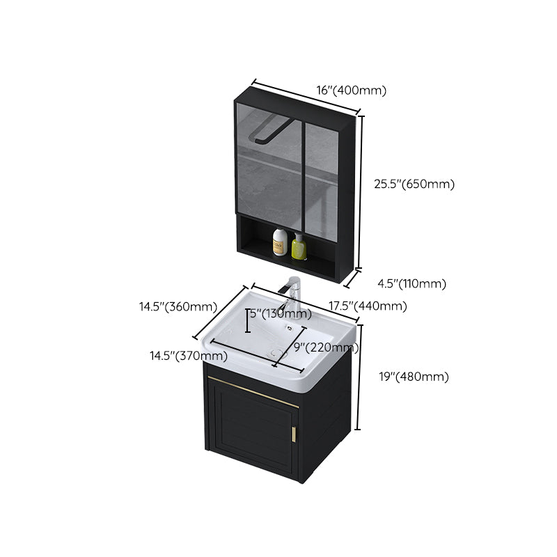 Ceramic Sink Vanity Glam Wall-Mounted Bathroom Vanity for Bathroom Clearhalo 'Bathroom Remodel & Bathroom Fixtures' 'Bathroom Vanities' 'bathroom_vanities' 'Home Improvement' 'home_improvement' 'home_improvement_bathroom_vanities' 6225609