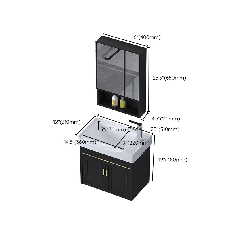 Ceramic Sink Vanity Glam Wall-Mounted Bathroom Vanity for Bathroom Clearhalo 'Bathroom Remodel & Bathroom Fixtures' 'Bathroom Vanities' 'bathroom_vanities' 'Home Improvement' 'home_improvement' 'home_improvement_bathroom_vanities' 6225610