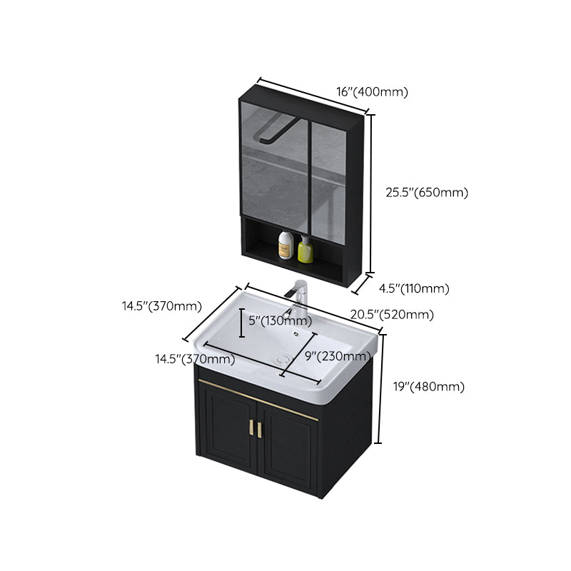 Ceramic Sink Vanity Glam Wall-Mounted Bathroom Vanity for Bathroom Clearhalo 'Bathroom Remodel & Bathroom Fixtures' 'Bathroom Vanities' 'bathroom_vanities' 'Home Improvement' 'home_improvement' 'home_improvement_bathroom_vanities' 6225611