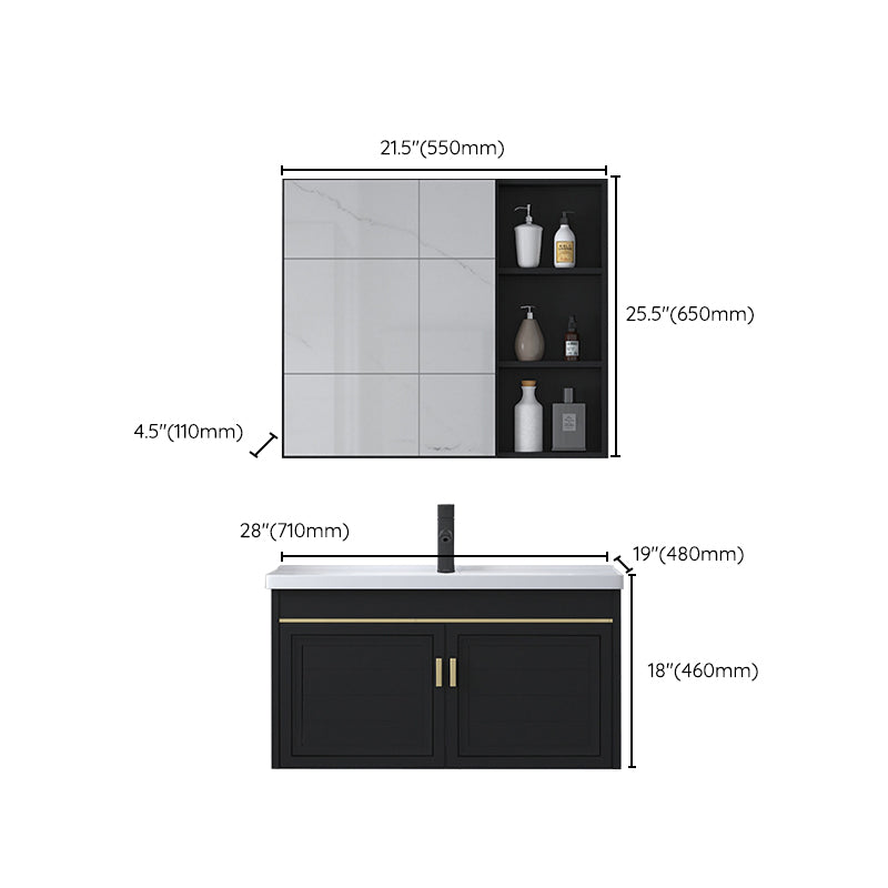 Ceramic Sink Vanity Glam Wall-Mounted Bathroom Vanity for Bathroom Clearhalo 'Bathroom Remodel & Bathroom Fixtures' 'Bathroom Vanities' 'bathroom_vanities' 'Home Improvement' 'home_improvement' 'home_improvement_bathroom_vanities' 6225615