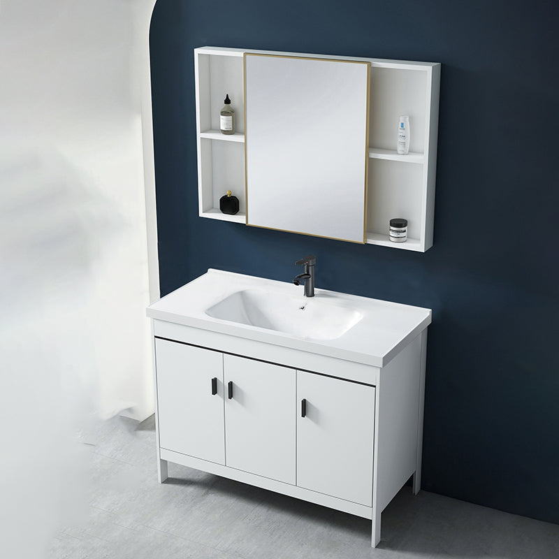 Aluminum Bathroom Vanity Modern Bathroom Vanity Set for Bathroom Vanity & Faucet & Mirror Cabinet Clearhalo 'Bathroom Remodel & Bathroom Fixtures' 'Bathroom Vanities' 'bathroom_vanities' 'Home Improvement' 'home_improvement' 'home_improvement_bathroom_vanities' 6225647