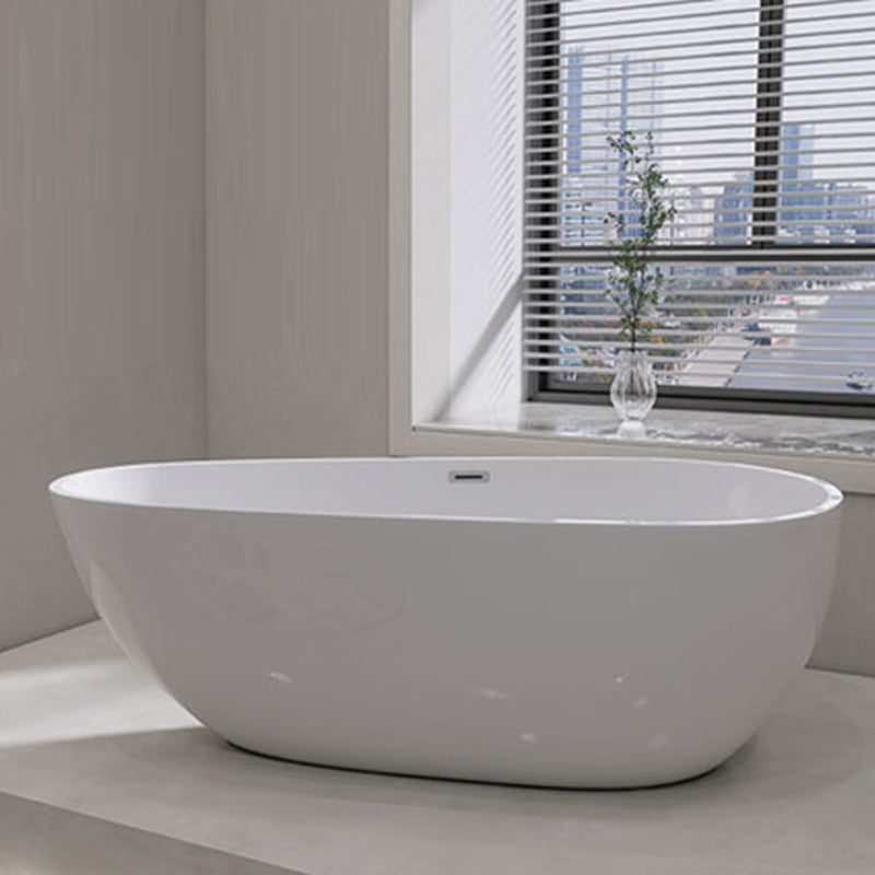 Oval Freestanding Soaking Bathtub Modern Acrylic Bathtub with Drain and Overflow Trim White Tub Clearhalo 'Bathroom Remodel & Bathroom Fixtures' 'Bathtubs' 'Home Improvement' 'home_improvement' 'home_improvement_bathtubs' 'Showers & Bathtubs' 6226084