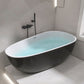 Oval Freestanding Soaking Bathtub Modern Acrylic Bathtub with Drain and Overflow Trim Black White Tub with Wall Mounted Faucets Clearhalo 'Bathroom Remodel & Bathroom Fixtures' 'Bathtubs' 'Home Improvement' 'home_improvement' 'home_improvement_bathtubs' 'Showers & Bathtubs' 6226093