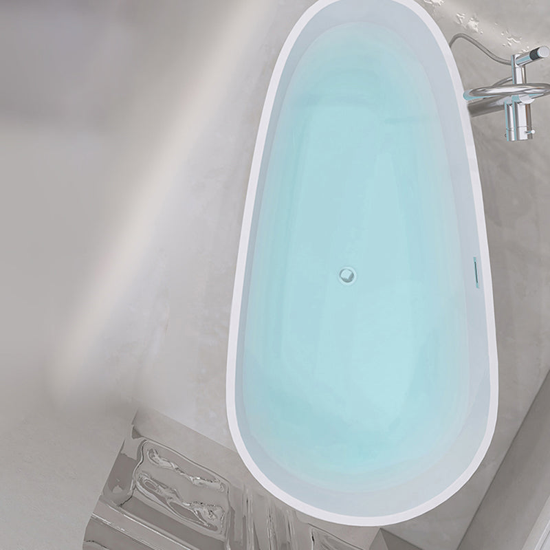 Oval Freestanding Soaking Bathtub Modern Acrylic Bathtub with Drain and Overflow Trim Clearhalo 'Bathroom Remodel & Bathroom Fixtures' 'Bathtubs' 'Home Improvement' 'home_improvement' 'home_improvement_bathtubs' 'Showers & Bathtubs' 6226099