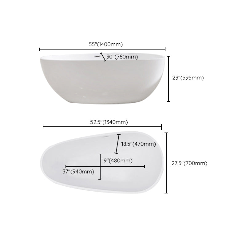 Oval Freestanding Soaking Bathtub Modern Acrylic Bathtub with Drain and Overflow Trim Clearhalo 'Bathroom Remodel & Bathroom Fixtures' 'Bathtubs' 'Home Improvement' 'home_improvement' 'home_improvement_bathtubs' 'Showers & Bathtubs' 6226101
