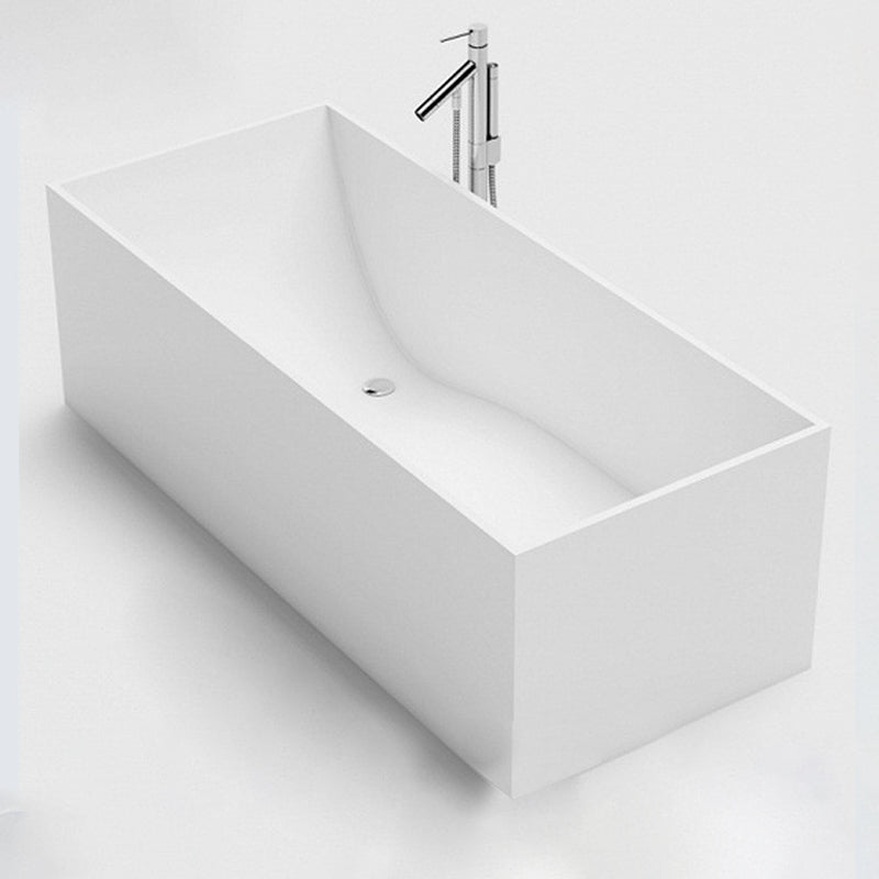 Modern Freestanding Bathtub Stone Rectangle White Soaking Bath Tub 55"L x 28"W x 22"H Clearhalo 'Bathroom Remodel & Bathroom Fixtures' 'Bathtubs' 'Home Improvement' 'home_improvement' 'home_improvement_bathtubs' 'Showers & Bathtubs' 6226160