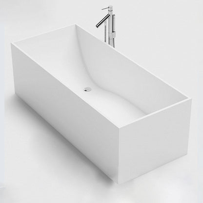 Modern Freestanding Bathtub Stone Rectangle White Soaking Bath Tub 55"L x 28"W x 22"H Clearhalo 'Bathroom Remodel & Bathroom Fixtures' 'Bathtubs' 'Home Improvement' 'home_improvement' 'home_improvement_bathtubs' 'Showers & Bathtubs' 6226160