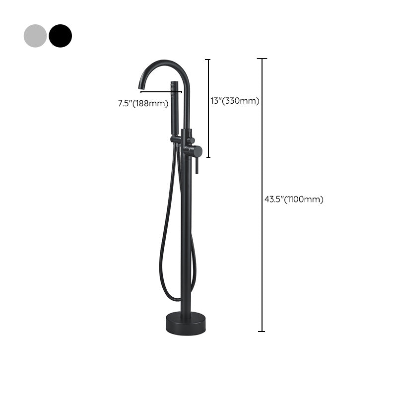 Modern High Arc Faucet Brass Floor Mounted Free Standing Tub Filler Faucet Clearhalo 'Bathroom Remodel & Bathroom Fixtures' 'Bathtub Faucets' 'bathtub_faucets' 'Home Improvement' 'home_improvement' 'home_improvement_bathtub_faucets' 6226262