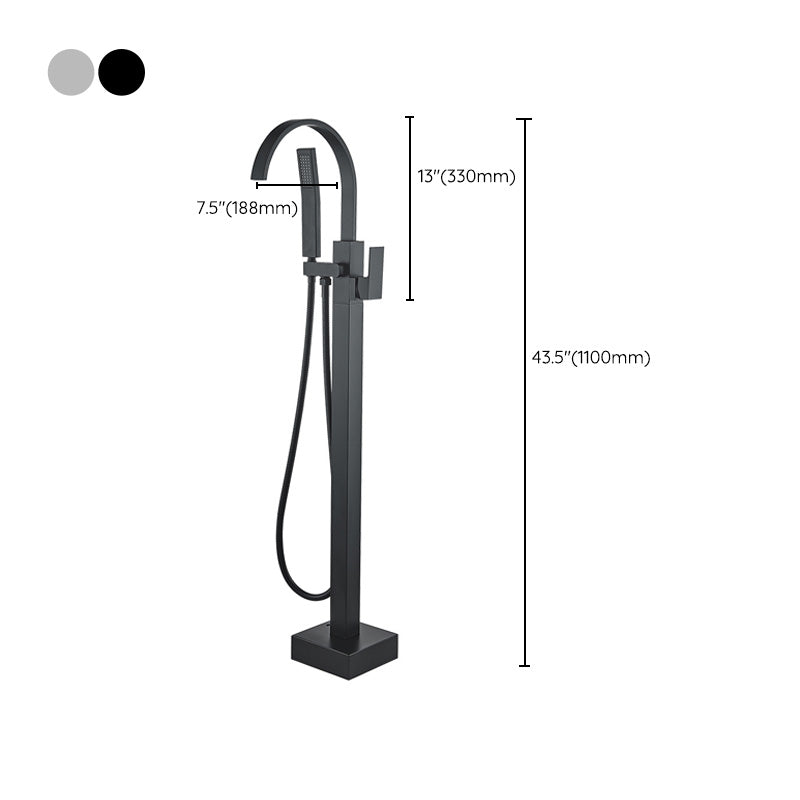 Modern High Arc Faucet Brass Floor Mounted Free Standing Tub Filler Faucet Clearhalo 'Bathroom Remodel & Bathroom Fixtures' 'Bathtub Faucets' 'bathtub_faucets' 'Home Improvement' 'home_improvement' 'home_improvement_bathtub_faucets' 6226263