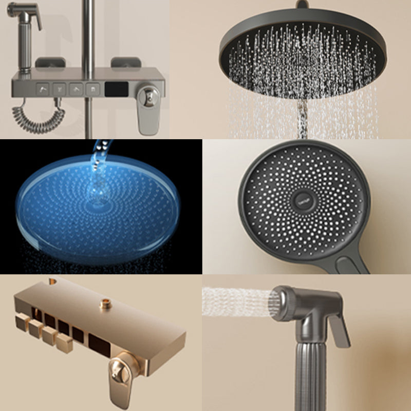 Brass Circular Shower Combo Wall Mounted Shower Set with 2 Shower Heads Clearhalo 'Bathroom Remodel & Bathroom Fixtures' 'Home Improvement' 'home_improvement' 'home_improvement_shower_faucets' 'Shower Faucets & Systems' 'shower_faucets' 'Showers & Bathtubs Plumbing' 'Showers & Bathtubs' 6226372