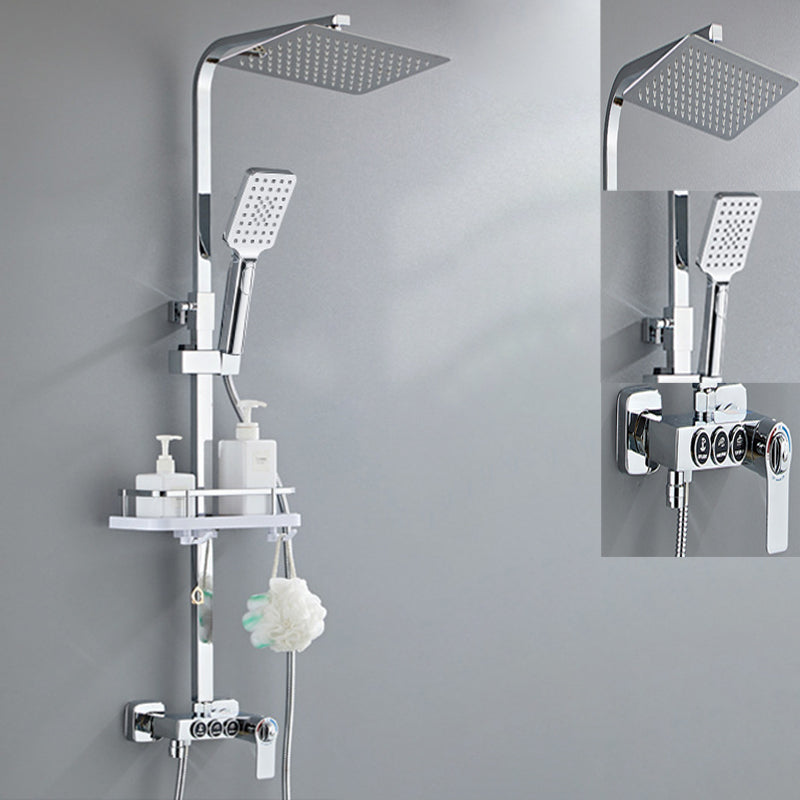 Modern Pressure Balanced Diverter Valve Shower Faucet Square Shower System on Wall Clearhalo 'Bathroom Remodel & Bathroom Fixtures' 'Home Improvement' 'home_improvement' 'home_improvement_shower_faucets' 'Shower Faucets & Systems' 'shower_faucets' 'Showers & Bathtubs Plumbing' 'Showers & Bathtubs' 6226426