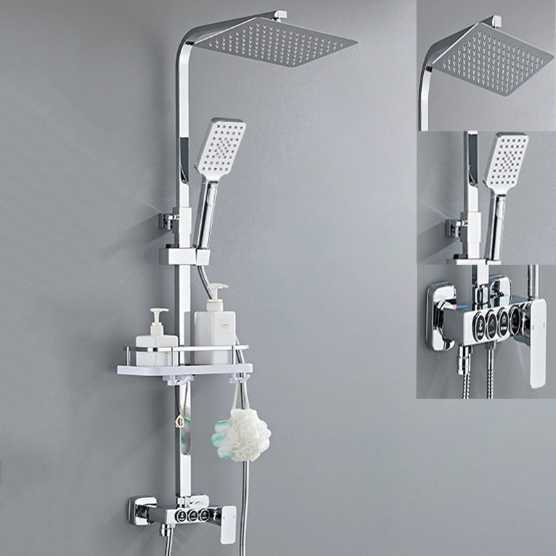 Modern Pressure Balanced Diverter Valve Shower Faucet Square Shower System on Wall Clearhalo 'Bathroom Remodel & Bathroom Fixtures' 'Home Improvement' 'home_improvement' 'home_improvement_shower_faucets' 'Shower Faucets & Systems' 'shower_faucets' 'Showers & Bathtubs Plumbing' 'Showers & Bathtubs' 6226427