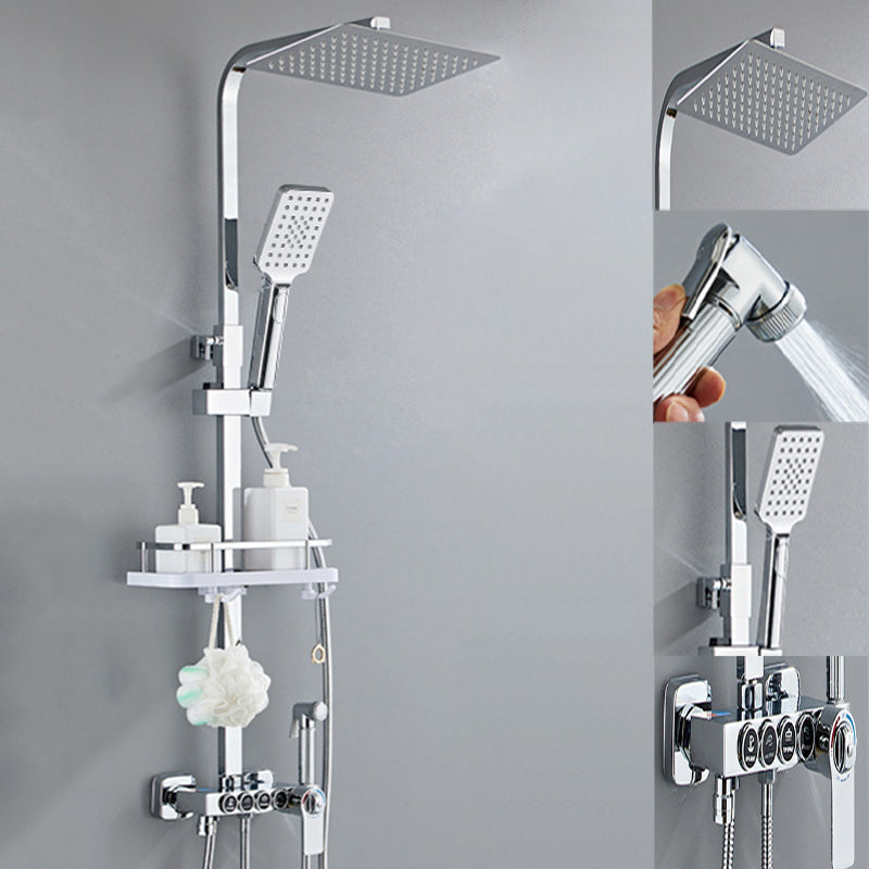 Modern Pressure Balanced Diverter Valve Shower Faucet Square Shower System on Wall Clearhalo 'Bathroom Remodel & Bathroom Fixtures' 'Home Improvement' 'home_improvement' 'home_improvement_shower_faucets' 'Shower Faucets & Systems' 'shower_faucets' 'Showers & Bathtubs Plumbing' 'Showers & Bathtubs' 6226430