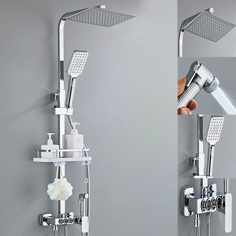 Modern Pressure Balanced Diverter Valve Shower Faucet Square Shower System on Wall Clearhalo 'Bathroom Remodel & Bathroom Fixtures' 'Home Improvement' 'home_improvement' 'home_improvement_shower_faucets' 'Shower Faucets & Systems' 'shower_faucets' 'Showers & Bathtubs Plumbing' 'Showers & Bathtubs' 6226431