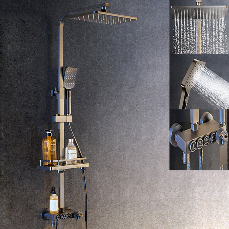 Modern Pressure Balanced Diverter Valve Shower Faucet Square Shower System on Wall Clearhalo 'Bathroom Remodel & Bathroom Fixtures' 'Home Improvement' 'home_improvement' 'home_improvement_shower_faucets' 'Shower Faucets & Systems' 'shower_faucets' 'Showers & Bathtubs Plumbing' 'Showers & Bathtubs' 6226433