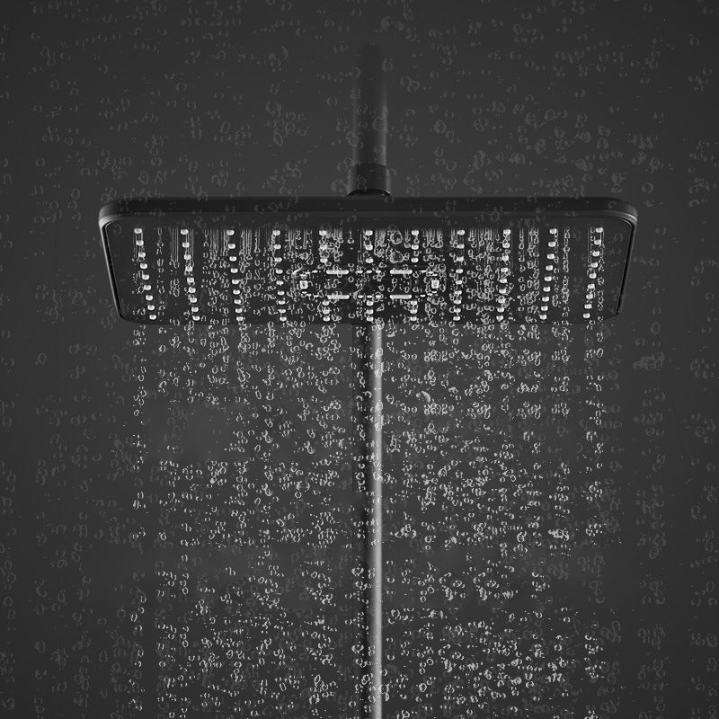 Modern Volume Control Shower Dual Shower Head Square Shower Faucet with Massage Jets Clearhalo 'Bathroom Remodel & Bathroom Fixtures' 'Home Improvement' 'home_improvement' 'home_improvement_shower_faucets' 'Shower Faucets & Systems' 'shower_faucets' 'Showers & Bathtubs Plumbing' 'Showers & Bathtubs' 6226457