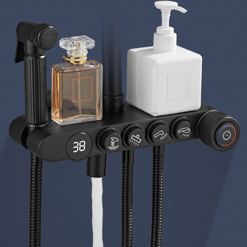 Modern Volume Control Shower Dual Shower Head Square Shower Faucet with Massage Jets Clearhalo 'Bathroom Remodel & Bathroom Fixtures' 'Home Improvement' 'home_improvement' 'home_improvement_shower_faucets' 'Shower Faucets & Systems' 'shower_faucets' 'Showers & Bathtubs Plumbing' 'Showers & Bathtubs' 6226482