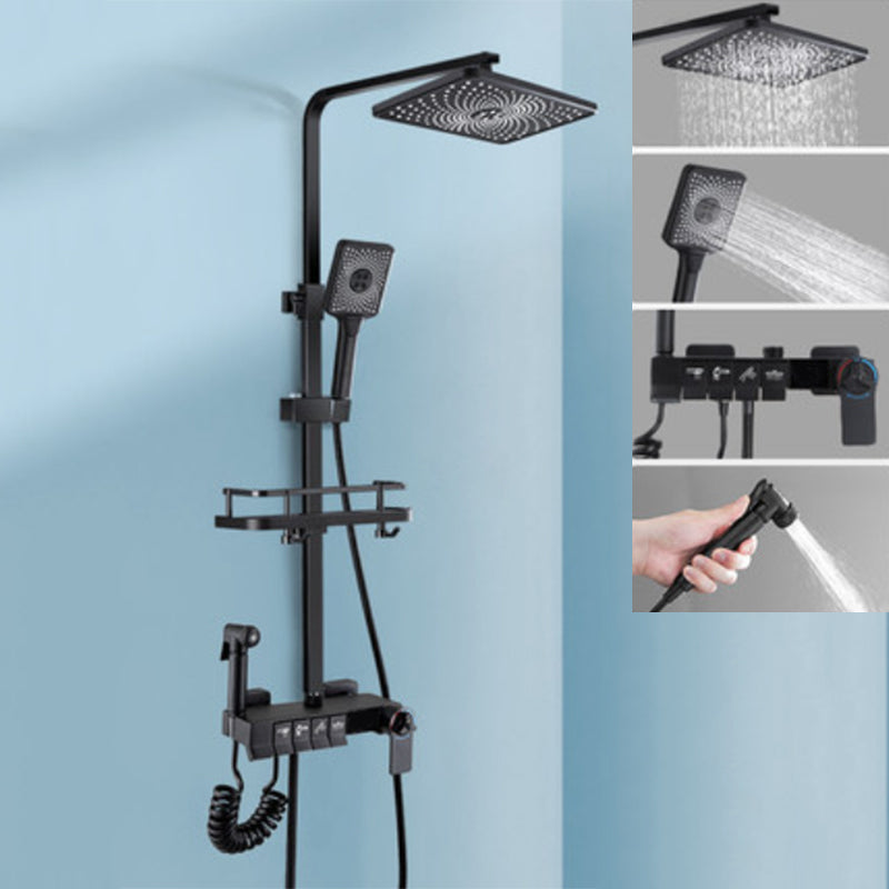 Modern Style Shower System Wall Mounted Spot Resist Handle Lever Shower System Black Thermostatic Clearhalo 'Bathroom Remodel & Bathroom Fixtures' 'Home Improvement' 'home_improvement' 'home_improvement_shower_faucets' 'Shower Faucets & Systems' 'shower_faucets' 'Showers & Bathtubs Plumbing' 'Showers & Bathtubs' 6226509