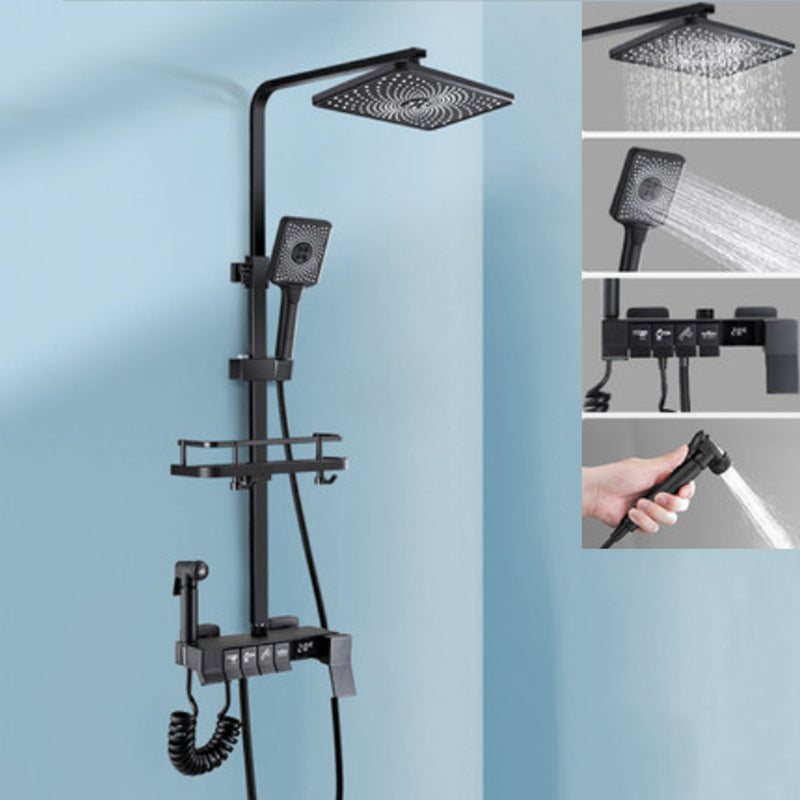 Modern Style Shower System Wall Mounted Spot Resist Handle Lever Shower System Black Temperature Control Clearhalo 'Bathroom Remodel & Bathroom Fixtures' 'Home Improvement' 'home_improvement' 'home_improvement_shower_faucets' 'Shower Faucets & Systems' 'shower_faucets' 'Showers & Bathtubs Plumbing' 'Showers & Bathtubs' 6226514