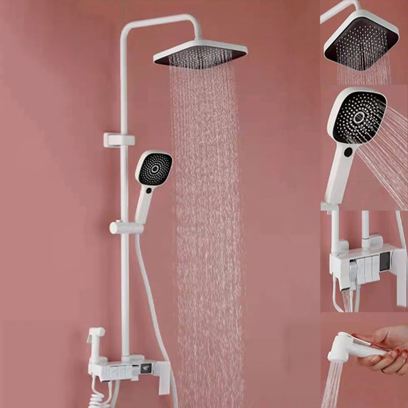 Modern Style Shower System Wall Mounted Spot Resist Handle Lever Shower System White Temperature Control Clearhalo 'Bathroom Remodel & Bathroom Fixtures' 'Home Improvement' 'home_improvement' 'home_improvement_shower_faucets' 'Shower Faucets & Systems' 'shower_faucets' 'Showers & Bathtubs Plumbing' 'Showers & Bathtubs' 6226519