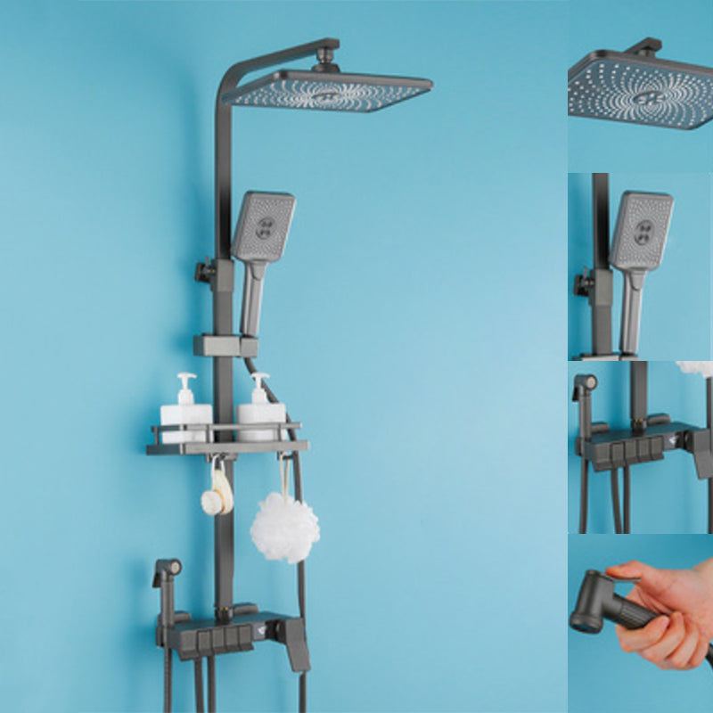 Modern Style Shower System Wall Mounted Spot Resist Handle Lever Shower System Grey Temperature Control Clearhalo 'Bathroom Remodel & Bathroom Fixtures' 'Home Improvement' 'home_improvement' 'home_improvement_shower_faucets' 'Shower Faucets & Systems' 'shower_faucets' 'Showers & Bathtubs Plumbing' 'Showers & Bathtubs' 6226522