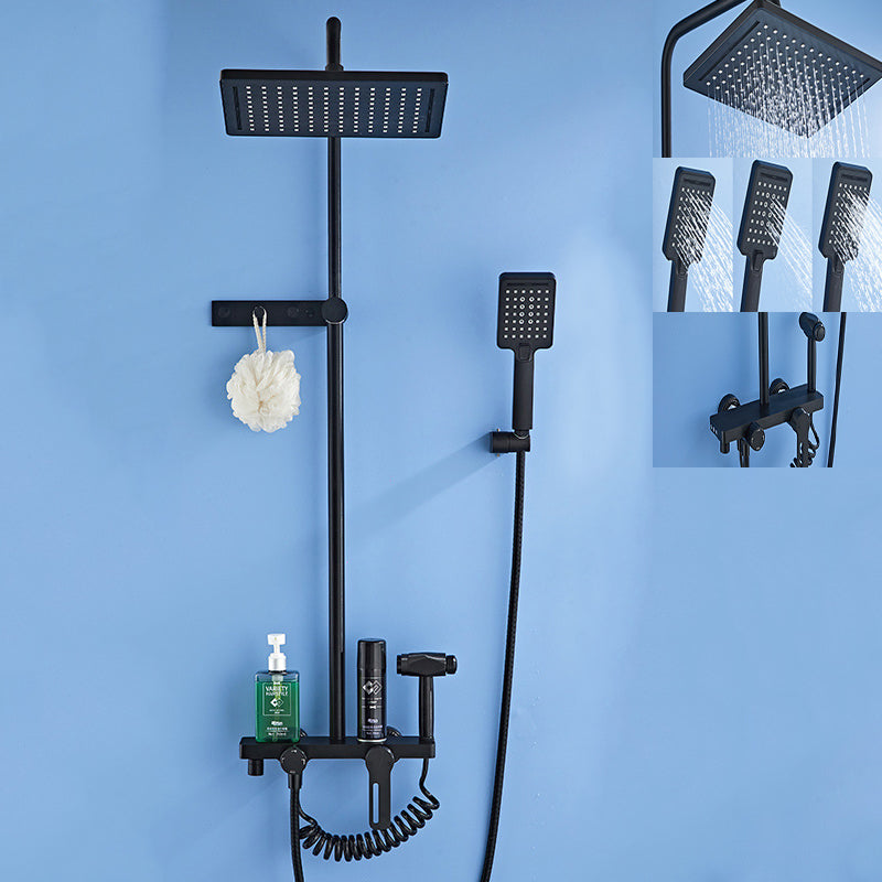 Modern Style Shower System Handle Lever Wall Mounted Spot Resist Shower System Textured Black Clearhalo 'Bathroom Remodel & Bathroom Fixtures' 'Home Improvement' 'home_improvement' 'home_improvement_shower_faucets' 'Shower Faucets & Systems' 'shower_faucets' 'Showers & Bathtubs Plumbing' 'Showers & Bathtubs' 6226539