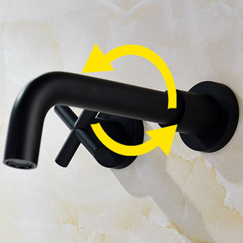 3 Holes Faucet 2 Cross Handles Wall Mounted Faucet for Bathroom Clearhalo 'Bathroom Remodel & Bathroom Fixtures' 'Bathroom Sink Faucets' 'Bathroom Sinks & Faucet Components' 'bathroom_sink_faucets' 'Home Improvement' 'home_improvement' 'home_improvement_bathroom_sink_faucets' 6227225