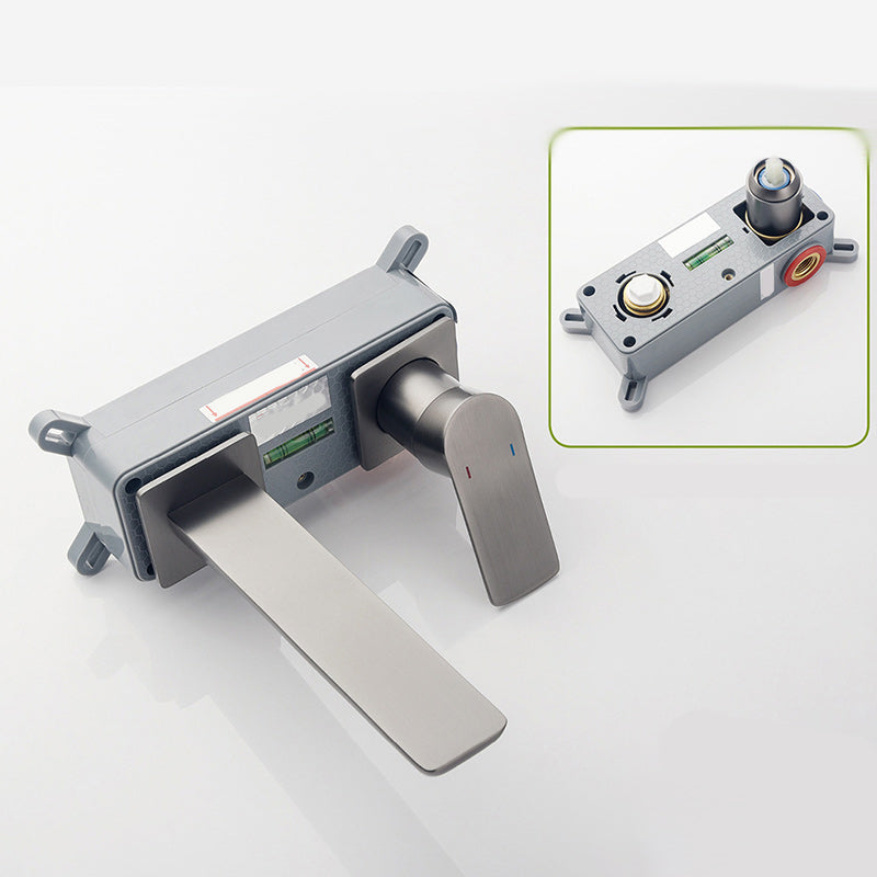 2 Holes Faucet Glam Style Wall Mounted Faucet with Single Lever Handle Clearhalo 'Bathroom Remodel & Bathroom Fixtures' 'Bathroom Sink Faucets' 'Bathroom Sinks & Faucet Components' 'bathroom_sink_faucets' 'Home Improvement' 'home_improvement' 'home_improvement_bathroom_sink_faucets' 6227234