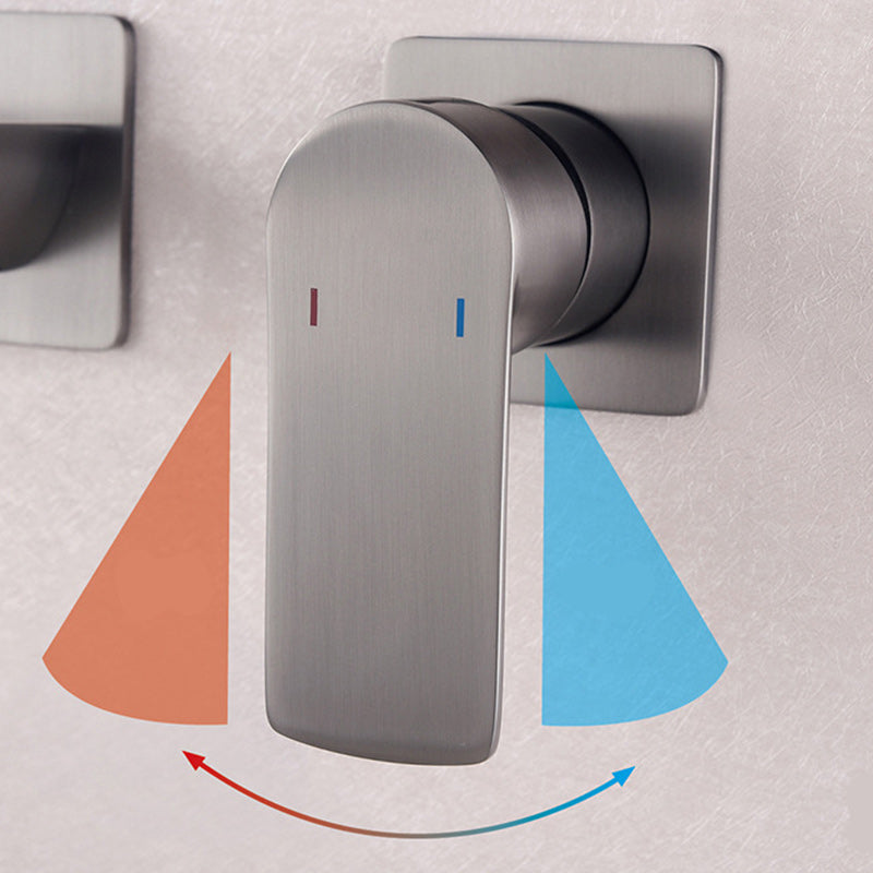 2 Holes Faucet Glam Style Wall Mounted Faucet with Single Lever Handle Clearhalo 'Bathroom Remodel & Bathroom Fixtures' 'Bathroom Sink Faucets' 'Bathroom Sinks & Faucet Components' 'bathroom_sink_faucets' 'Home Improvement' 'home_improvement' 'home_improvement_bathroom_sink_faucets' 6227236