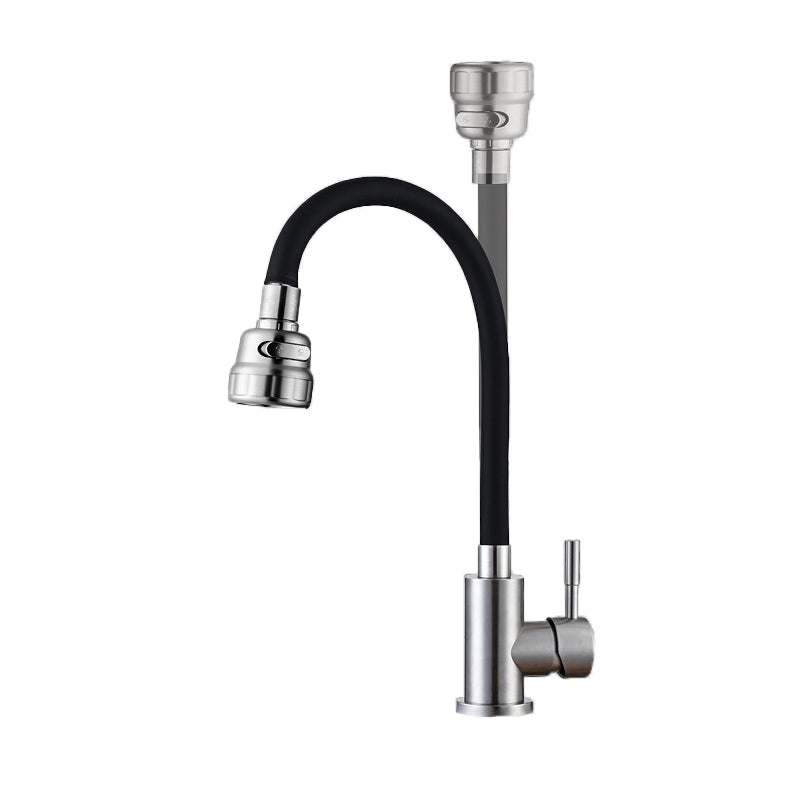 Modern 1-Handle 1-Hole Faucets 304 Stainless Steel Black and White Faucets Clearhalo 'Home Improvement' 'home_improvement' 'home_improvement_kitchen_faucets' 'Kitchen Faucets' 'Kitchen Remodel & Kitchen Fixtures' 'Kitchen Sinks & Faucet Components' 'kitchen_faucets' 6227261