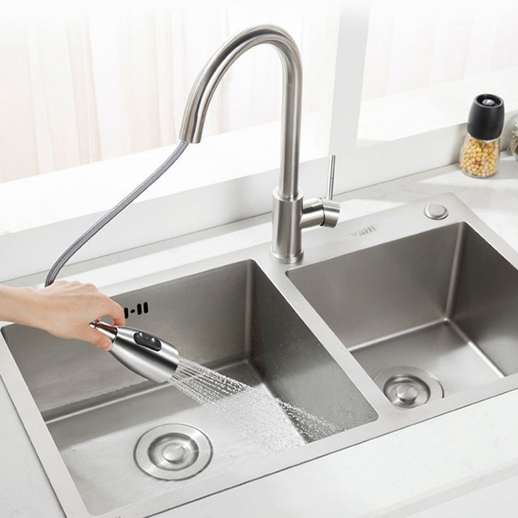 Modern 1-Handle Faucet 304 Stainless Steel with Water Dispenser Pull down Faucet Clearhalo 'Home Improvement' 'home_improvement' 'home_improvement_kitchen_faucets' 'Kitchen Faucets' 'Kitchen Remodel & Kitchen Fixtures' 'Kitchen Sinks & Faucet Components' 'kitchen_faucets' 6227268