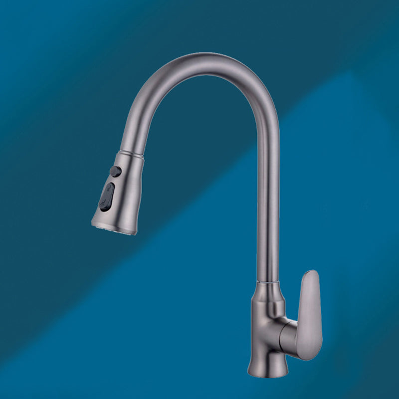 Modern 1-Handle Faucet with Pull out Sprayer with Water Dispenser Copper Faucet Grey Clearhalo 'Home Improvement' 'home_improvement' 'home_improvement_kitchen_faucets' 'Kitchen Faucets' 'Kitchen Remodel & Kitchen Fixtures' 'Kitchen Sinks & Faucet Components' 'kitchen_faucets' 6227329