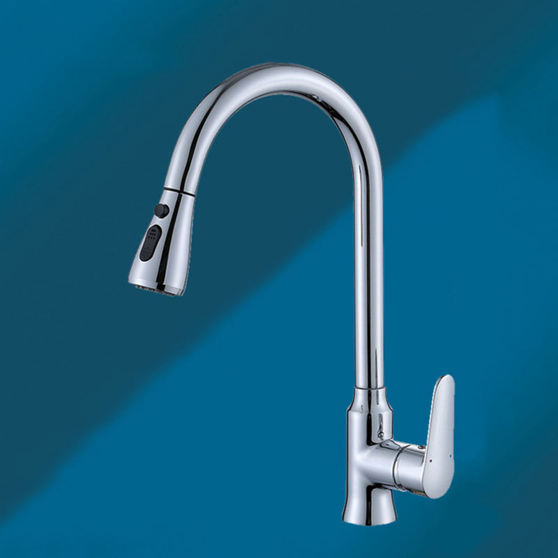 Modern 1-Handle Faucet with Pull out Sprayer with Water Dispenser Copper Faucet Silver Clearhalo 'Home Improvement' 'home_improvement' 'home_improvement_kitchen_faucets' 'Kitchen Faucets' 'Kitchen Remodel & Kitchen Fixtures' 'Kitchen Sinks & Faucet Components' 'kitchen_faucets' 6227331