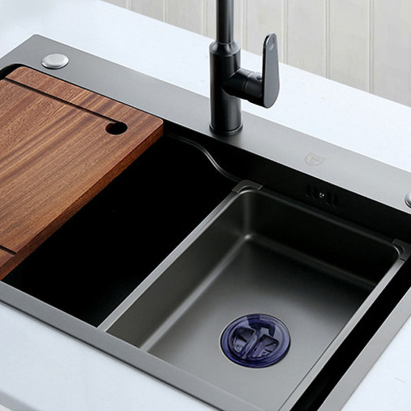 Modern Kitchen Sink Stainless Steel with Drain Assembly and Strainer Workstation Sink Clearhalo 'Home Improvement' 'home_improvement' 'home_improvement_kitchen_sinks' 'Kitchen Remodel & Kitchen Fixtures' 'Kitchen Sinks & Faucet Components' 'Kitchen Sinks' 'kitchen_sinks' 6227351