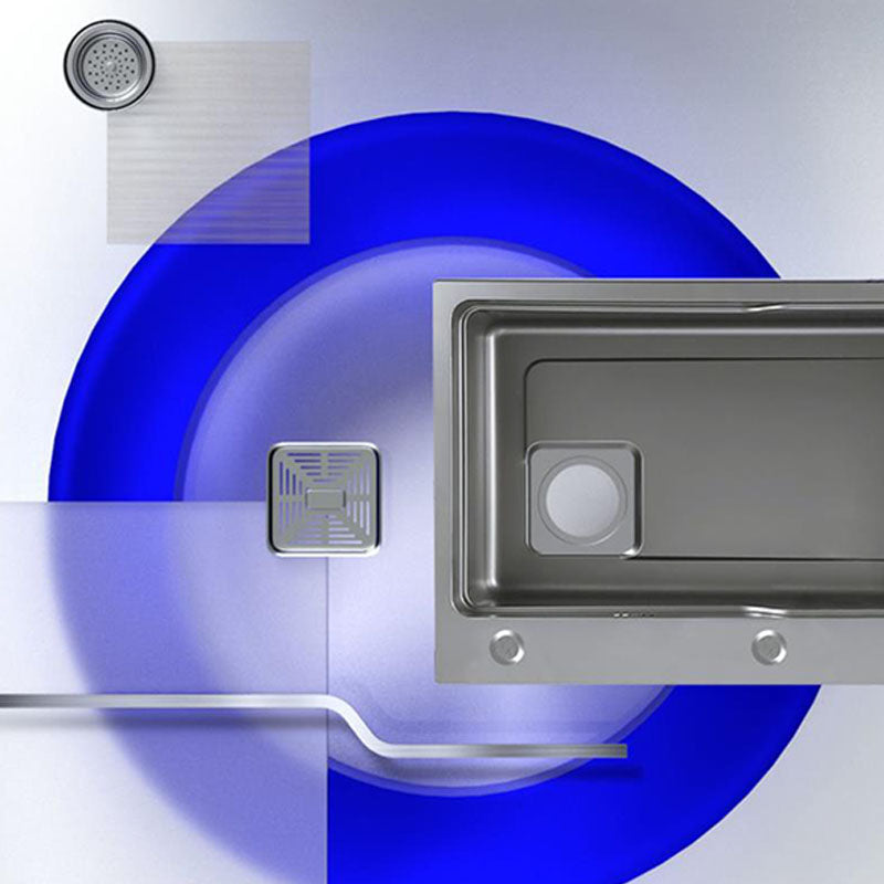 Modern Kitchen Sink Stainless Steel with Drain Assembly and Strainer Workstation Sink Clearhalo 'Home Improvement' 'home_improvement' 'home_improvement_kitchen_sinks' 'Kitchen Remodel & Kitchen Fixtures' 'Kitchen Sinks & Faucet Components' 'Kitchen Sinks' 'kitchen_sinks' 6227355