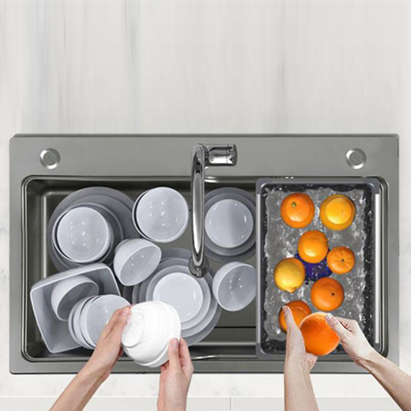 Modern Kitchen Sink Stainless Steel with Drain Assembly and Strainer Workstation Sink Clearhalo 'Home Improvement' 'home_improvement' 'home_improvement_kitchen_sinks' 'Kitchen Remodel & Kitchen Fixtures' 'Kitchen Sinks & Faucet Components' 'Kitchen Sinks' 'kitchen_sinks' 6227358