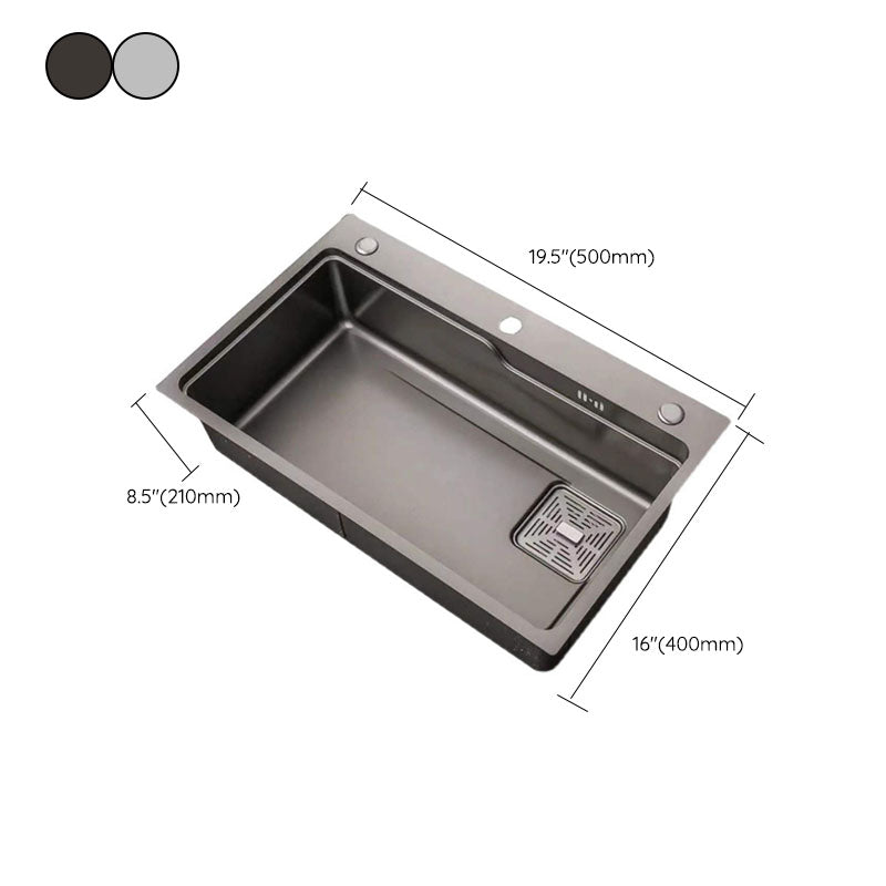 Modern Kitchen Sink Stainless Steel with Drain Assembly and Strainer Workstation Sink Clearhalo 'Home Improvement' 'home_improvement' 'home_improvement_kitchen_sinks' 'Kitchen Remodel & Kitchen Fixtures' 'Kitchen Sinks & Faucet Components' 'Kitchen Sinks' 'kitchen_sinks' 6227377