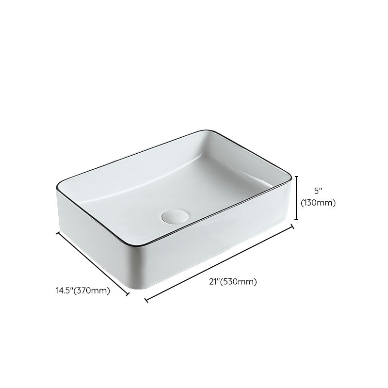 Modern Bathroom Sink Pop-Up Drain Porcelain Rectangular Vessel Sink Clearhalo 'Bathroom Remodel & Bathroom Fixtures' 'Bathroom Sinks & Faucet Components' 'Bathroom Sinks' 'bathroom_sink' 'Home Improvement' 'home_improvement' 'home_improvement_bathroom_sink' 6227655