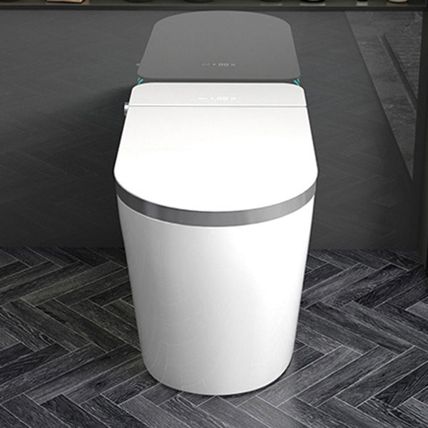 Modern Heated Seat Toilet Bowl Floor Mount Skirted Toilet with Toilet Seat Grey 12" Clearhalo 'Bathroom Remodel & Bathroom Fixtures' 'Home Improvement' 'home_improvement' 'home_improvement_toilets' 'Toilets & Bidets' 'Toilets' 6229176