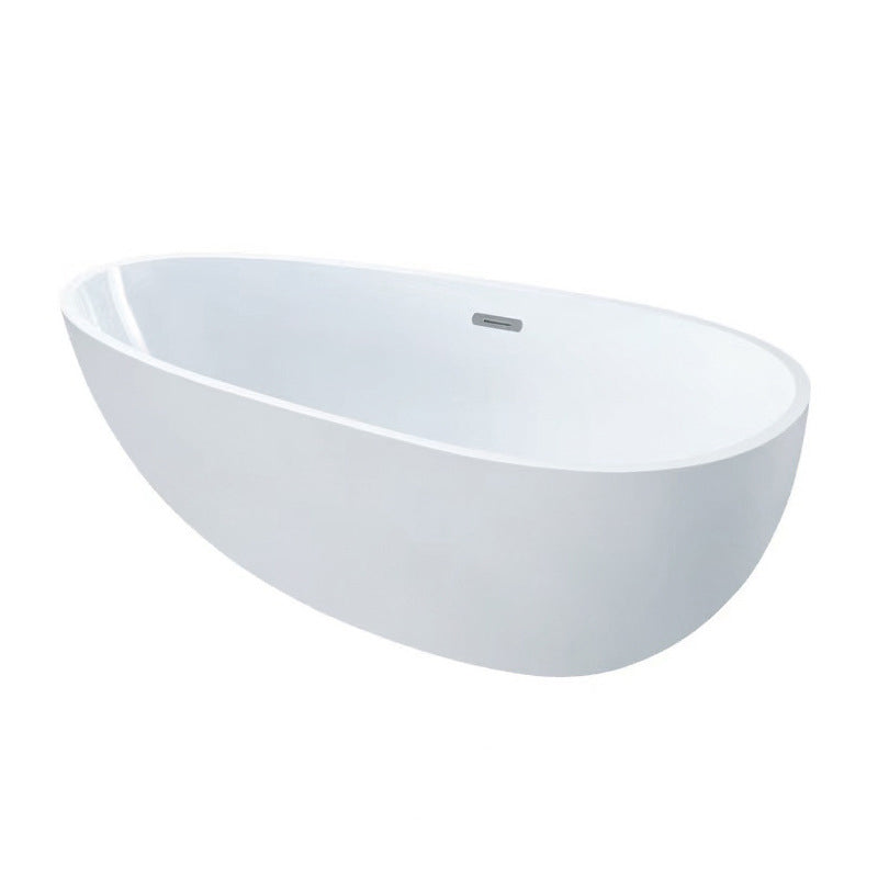 Stand Alone Acrylic Bath Tub White Oval Modern Bathroom Bathtub 66.9"L x 33.5"W x 23.6"H Clearhalo 'Bathroom Remodel & Bathroom Fixtures' 'Bathtubs' 'Home Improvement' 'home_improvement' 'home_improvement_bathtubs' 'Showers & Bathtubs' 6237293