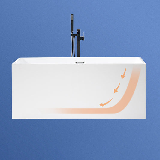 Flat bottom Acrylic Bathtub Soaking White Internal Drain Tub Clearhalo 'Bathroom Remodel & Bathroom Fixtures' 'Bathtubs' 'Home Improvement' 'home_improvement' 'home_improvement_bathtubs' 'Showers & Bathtubs' 6237338