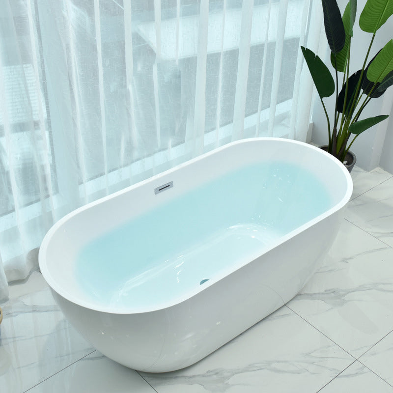 Modern White Oval Bath Tub Drain and Overflow Trim Tub in Bathroom Tub Clearhalo 'Bathroom Remodel & Bathroom Fixtures' 'Bathtubs' 'Home Improvement' 'home_improvement' 'home_improvement_bathtubs' 'Showers & Bathtubs' 6237352