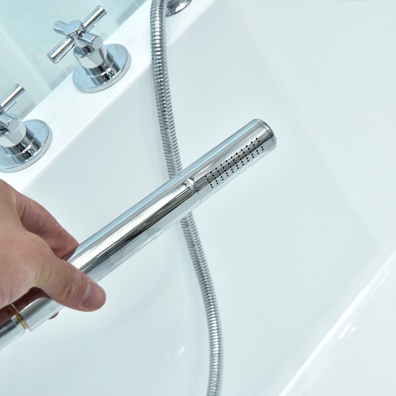 Modern White Oval Bath Tub Drain and Overflow Trim Tub in Bathroom Clearhalo 'Bathroom Remodel & Bathroom Fixtures' 'Bathtubs' 'Home Improvement' 'home_improvement' 'home_improvement_bathtubs' 'Showers & Bathtubs' 6237359