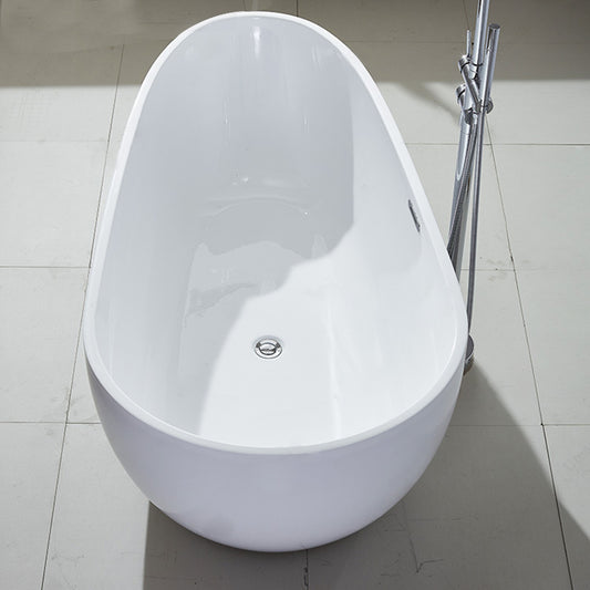 Modern Soaking Bathtub Oval with Drain Acrylic Freestanding Bath Tub Clearhalo 'Bathroom Remodel & Bathroom Fixtures' 'Bathtubs' 'Home Improvement' 'home_improvement' 'home_improvement_bathtubs' 'Showers & Bathtubs' 6237372